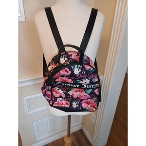 Juicy Couture Backpack Black Romantic Rose Floral Print Sport Yourself Bag
